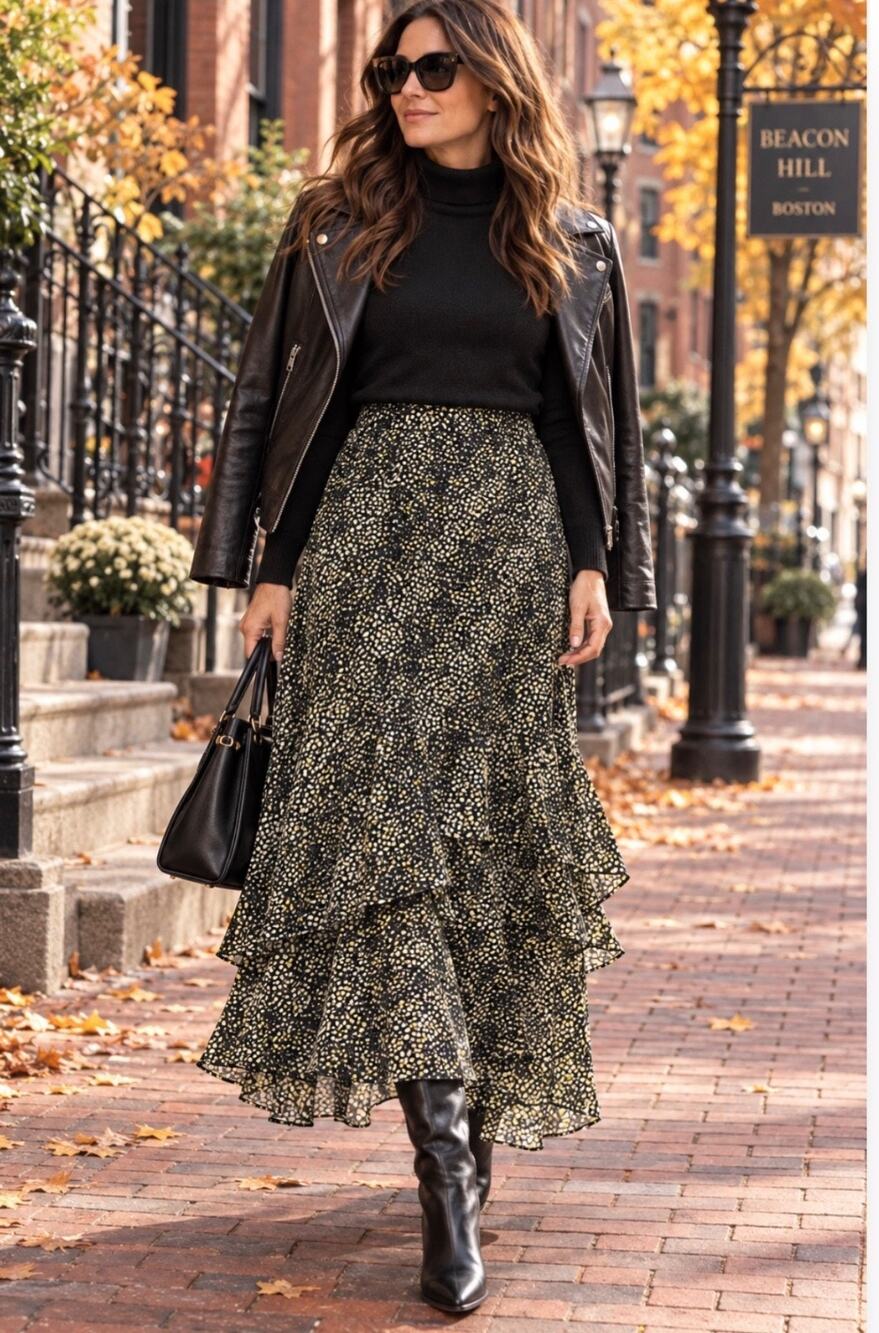 Anne Klein New York Y2K 2000s Designer 100% Silk Tiered Maxi Skirt Size 10